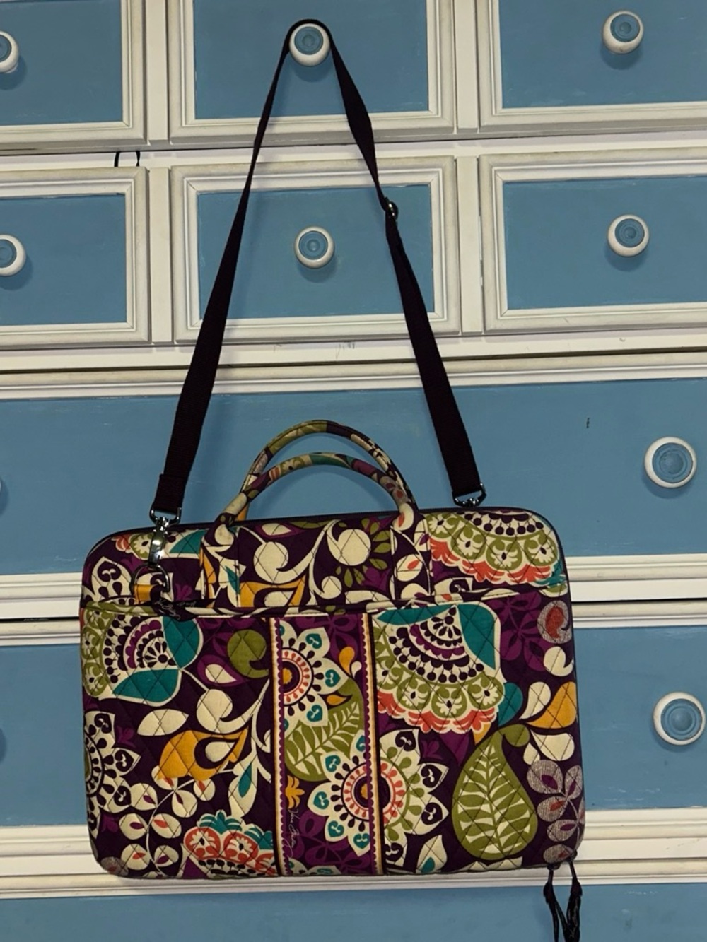 Vera Bradley Purple Multi Floral Quilted Laptop Bag